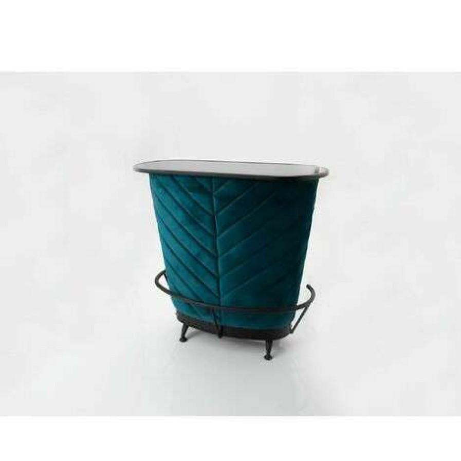 Table Haute Et Bar * | Meilleure Vente Amadeus Bar En Velours Bleu Canard Duck Bleu Bleu Canard