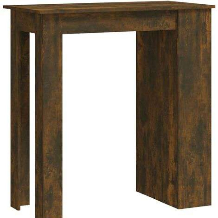 Table Haute Et Bar * | Grosses Soldes Fimei Table De Bar Et Etagere De Rangement Chene Fume 102X50X103,5 Cm