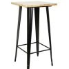 Table Haute Et Bar * | Promo Jeobest Table Haute Mange Debout Bar Bistrot Noir 103 Cm Pinede Et Acier Noir Couleur Du Bois Naturel