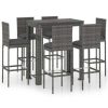 Table Haute Et Bar * | Sortie Topdeal Ensemble De Bar De Jardin 7 Pcs Et Coussins Resine Tressee Gris Ff3064799_Fr