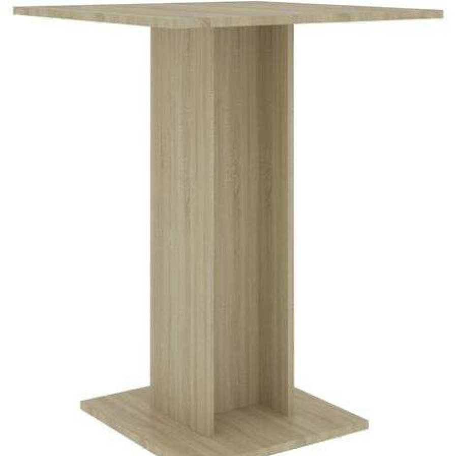 Table Haute Et Bar * | Meilleur Prix Happyshopping Table De Bistro Chene Sonoma 60X60X75 Cm Agglomere