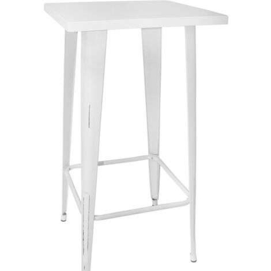 Table Haute Et Bar * | Les Meilleures Critiques De Ventamueblesonline Table Haute Lank Old Blanche