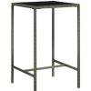 Table Haute Et Bar * | Grosses Soldes Happyshopping Table De Bar De Jardin Gris 70X70X110Cm Resine Tressee Et Verre