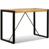 Table Haute Et Bar * | De Gros Nova Table A Manger Style Industriel En Bois Massif De Brun Brut Et De Mangue Noire