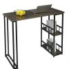 Table Haute Et Bar * | Meilleur Prix Woltu Table De Bar Avec 2 Tablettes. Table De Bistrot En Metal Et Mdf. 120X50X105Cm. Noir+Rouille