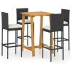 Table Haute Et Bar * | Le Moins Cher Youthup Ensemble De Bar De Jardin Avec Coussins 5 Pcs Noir Noir