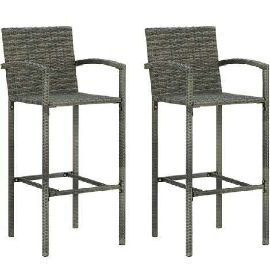 Table Haute Et Bar * | Nouveau Hommoo Ensemble De Bar De Jardin 3 Pcs Gris