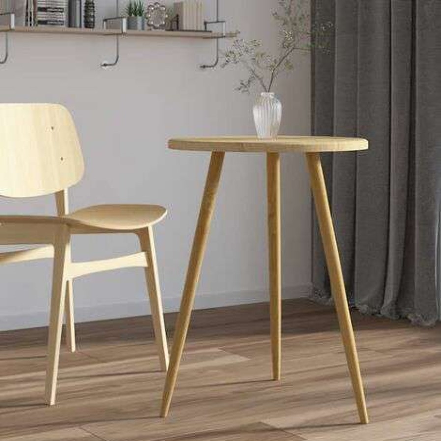 Table Haute Et Bar * | Promo Table De Bistro O60 76 Cm Mdf Et Fer Marron Clair Vidaxl