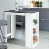 Table Haute Et Bar * | Acheter Idmarket Table De Bar Barth 2 A 4 Personnes Bois Blanc Plateau Gris Gris