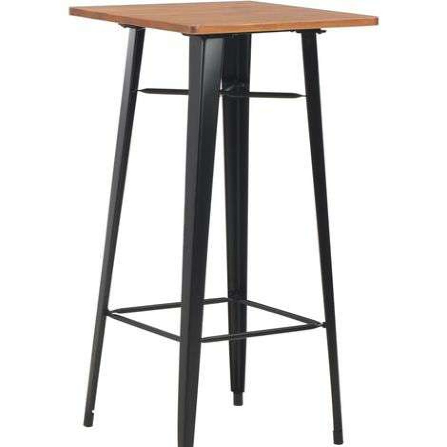 Table Haute Et Bar * | Nouveau Topdeal Table De Bar Noir 60X60X108 Cm Pinede Et Acier