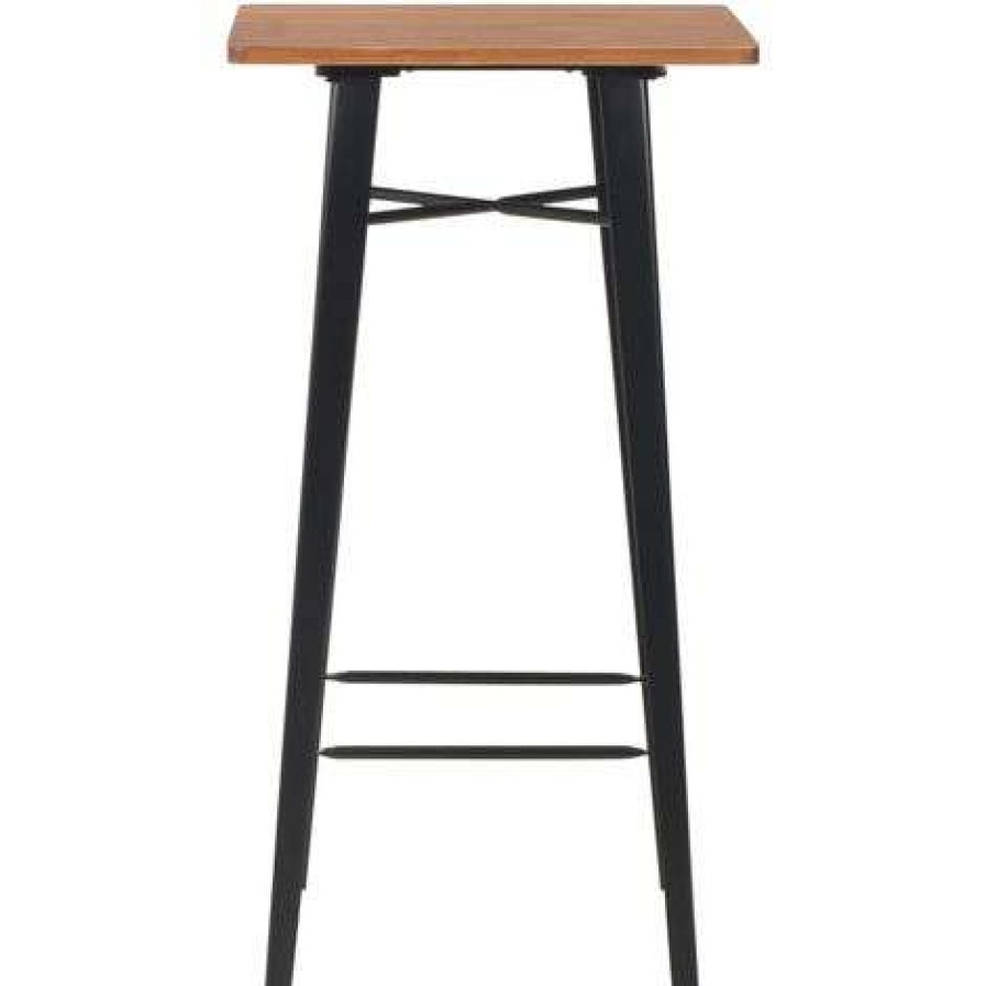 Table Haute Et Bar * | Nouveau Topdeal Table De Bar Noir 60X60X108 Cm Pinede Et Acier