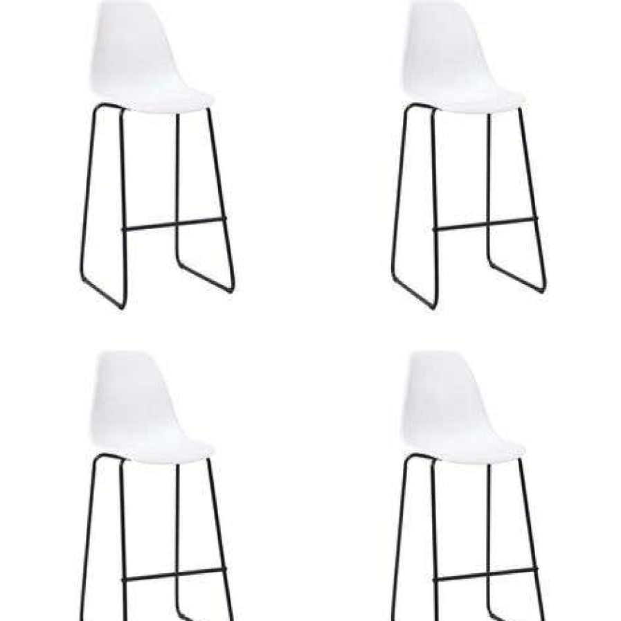 Table Haute Et Bar * | De Gros Asupermall Ensemble De Bar 5 Pcs Plastique Blanc