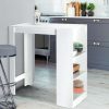 Table Haute Et Bar * | Les Meilleures Critiques De Idmarket Table De Bar Barth 2 A 4 Personnes Bois Blanc Plateau Blanc Blanc