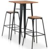 Table Haute Et Bar * | Le Moins Cher Topdeal Mobilier De Bar 3 Pcs Acier Noir Et Marron