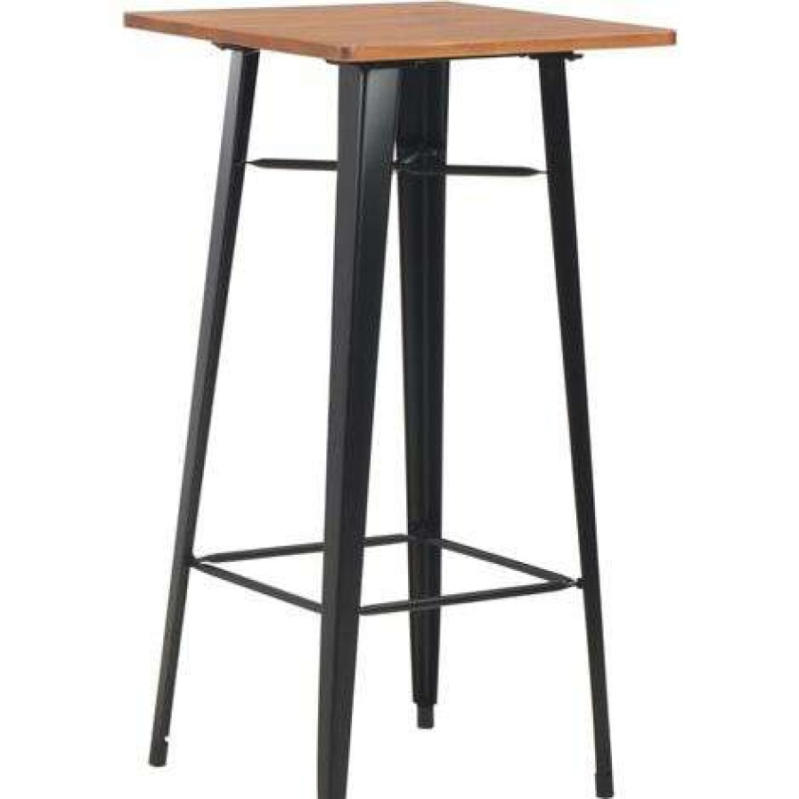 Table Haute Et Bar * | Le Moins Cher Topdeal Mobilier De Bar 3 Pcs Acier Noir Et Marron