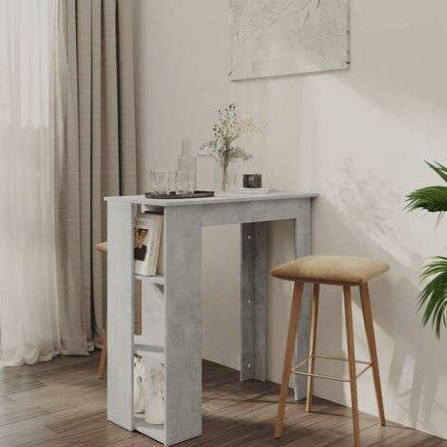 Table Haute Et Bar * | Bon Marche Supermarket Table De Bar Avec Etagere Agglomere 102X50X103.5 Cm Gris Beton