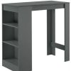 Table Haute Et Bar * | Acheter Helloshop26 Table De Bar Avec Rangement Bistro Haut Avec 3 Etageres 110 Cm Gris Fonce Gris