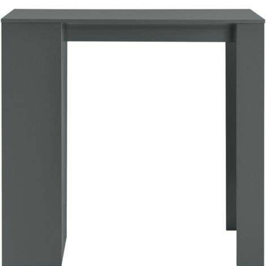 Table Haute Et Bar * | Acheter Helloshop26 Table De Bar Avec Rangement Bistro Haut Avec 3 Etageres 110 Cm Gris Fonce Gris