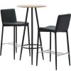 Table Haute Et Bar * | Bon Marche Topdeal Ensemble De Bar 3 Pcs Similicuir Gris