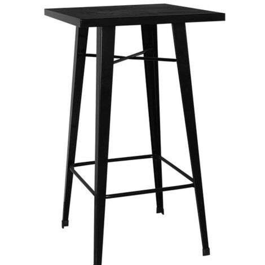 Table Haute Et Bar * | Budget Les Tendances Table De Bar Carree Acier Noir Kontoir 60 Cm