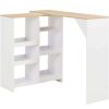 Table Haute Et Bar * | Acheter Youthup Table De Bar Avec Tablette Amovible Blanc 138 X 40 X 120 Cm