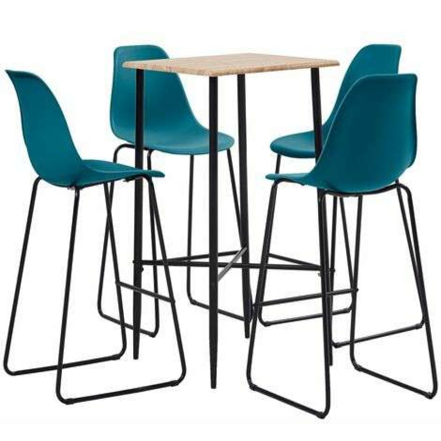 Table Haute Et Bar * | Coupon True Deal Ensemble De Bar 5 Pcs Plastique Turquoise