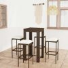 Table Haute Et Bar * | Bon Marche True Deal Meuble De Bar De Jardin 5 Pcs Et Coussins Resine Tressee Marron