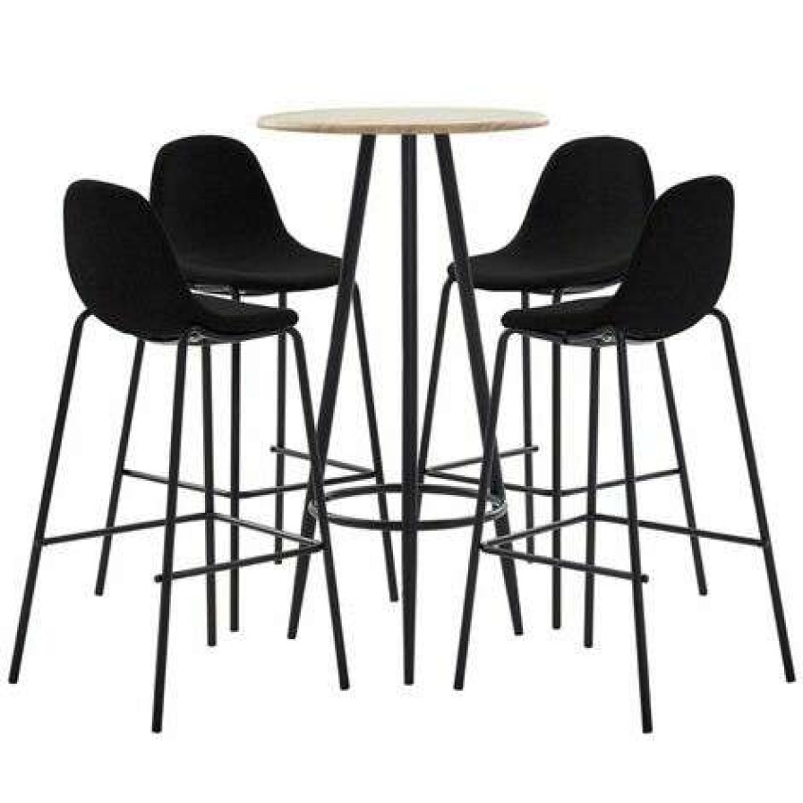 Table Haute Et Bar * | Remise Asupermall Ensemble De Bar 5 Pcs Tissu Noir