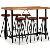 Table Haute Et Bar * | Meilleure Affaire True Deal Ensemble De Bar 7 Pcs Bois D'Acacia Massif Et Cuir Veritable