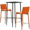 Table Haute Et Bar * | Grosses Soldes Hommoo Ensemble De Bar 3 Pcs Similicuir Orange Hdv22100