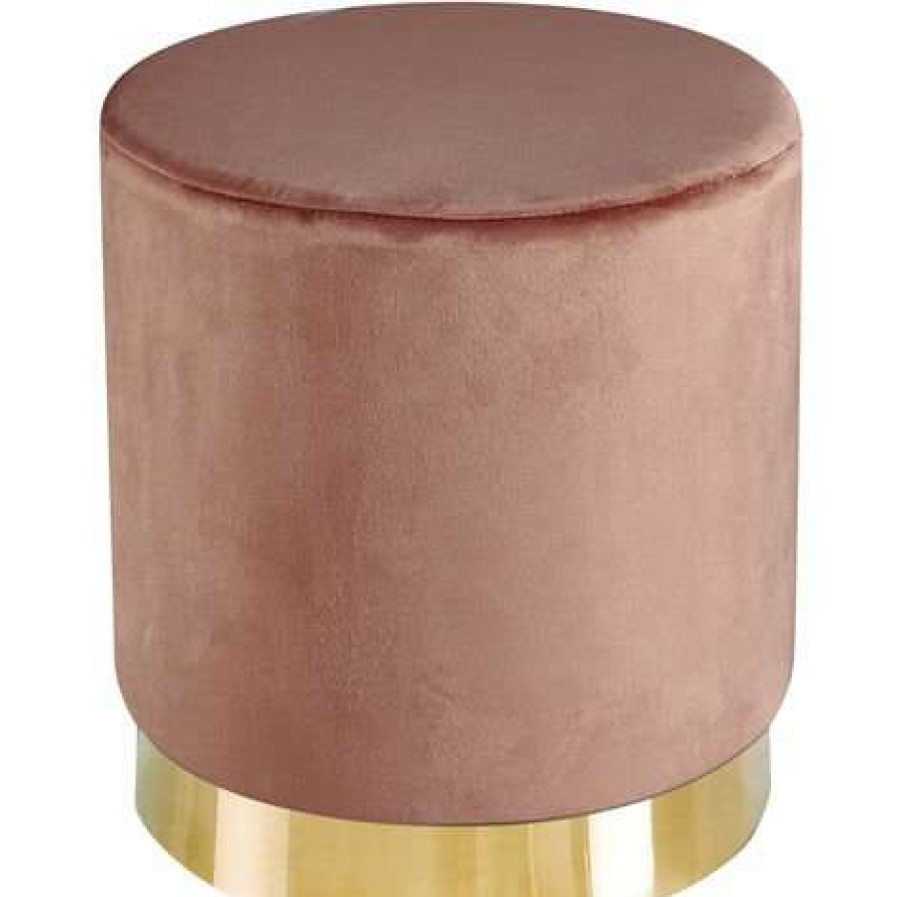 Table Haute Et Bar * | Acheter Netfurniture Velvet Rose Lourd Pouffe (Pack De 1) Rose