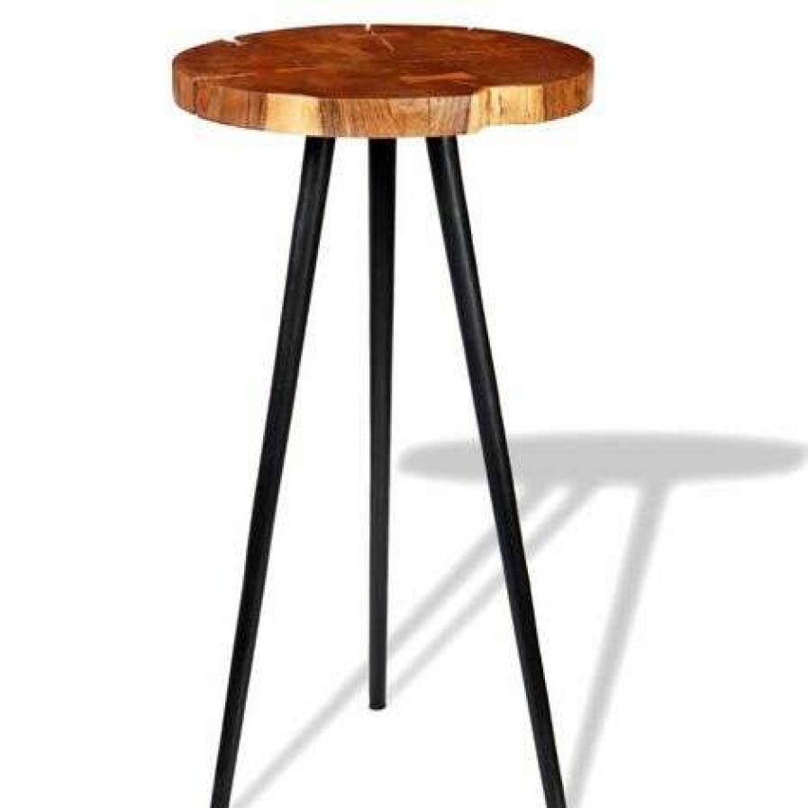 Table Haute Et Bar * | Meilleur Prix Helloshop26 Table Haute Mange Debout Bar Bistrot Bois D'Acacia Massif 110 Cm Bois