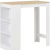 Table Haute Et Bar * | Grosses Soldes Asupermall Table De Bar Avec Etagere Blanc 110X50X103 Cm