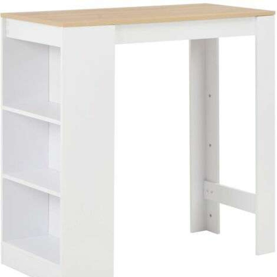 Table Haute Et Bar * | Grosses Soldes Asupermall Table De Bar Avec Etagere Blanc 110X50X103 Cm