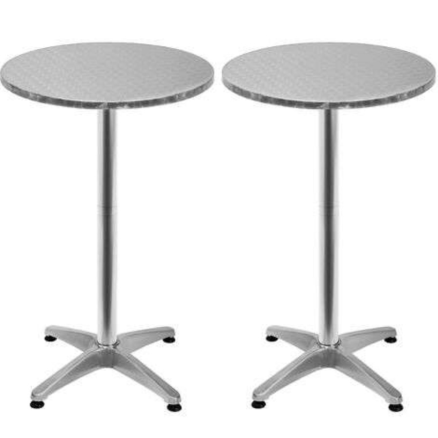 Table Haute Et Bar * | De Gros Deuba 2X Table De Bar Table Haute Bistrot Aluminium Reglable En Hauteur