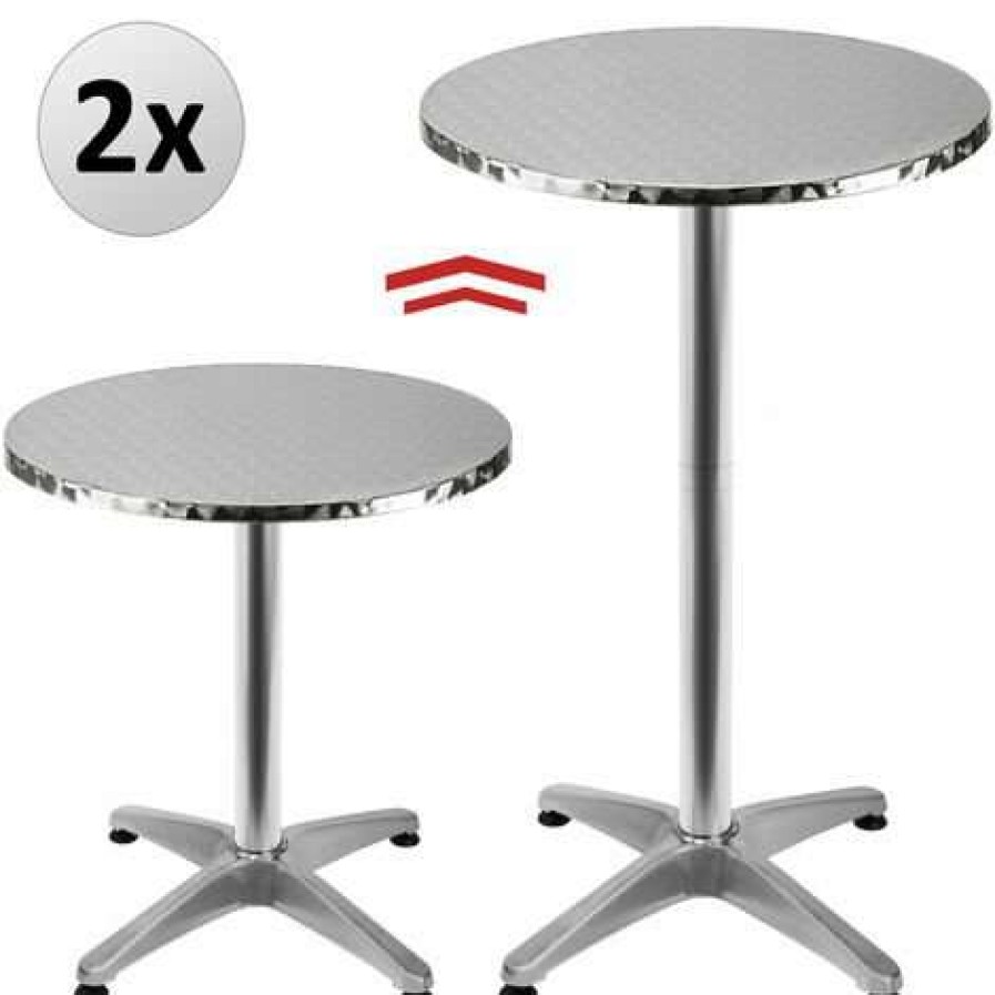 Table Haute Et Bar * | De Gros Deuba 2X Table De Bar Table Haute Bistrot Aluminium Reglable En Hauteur