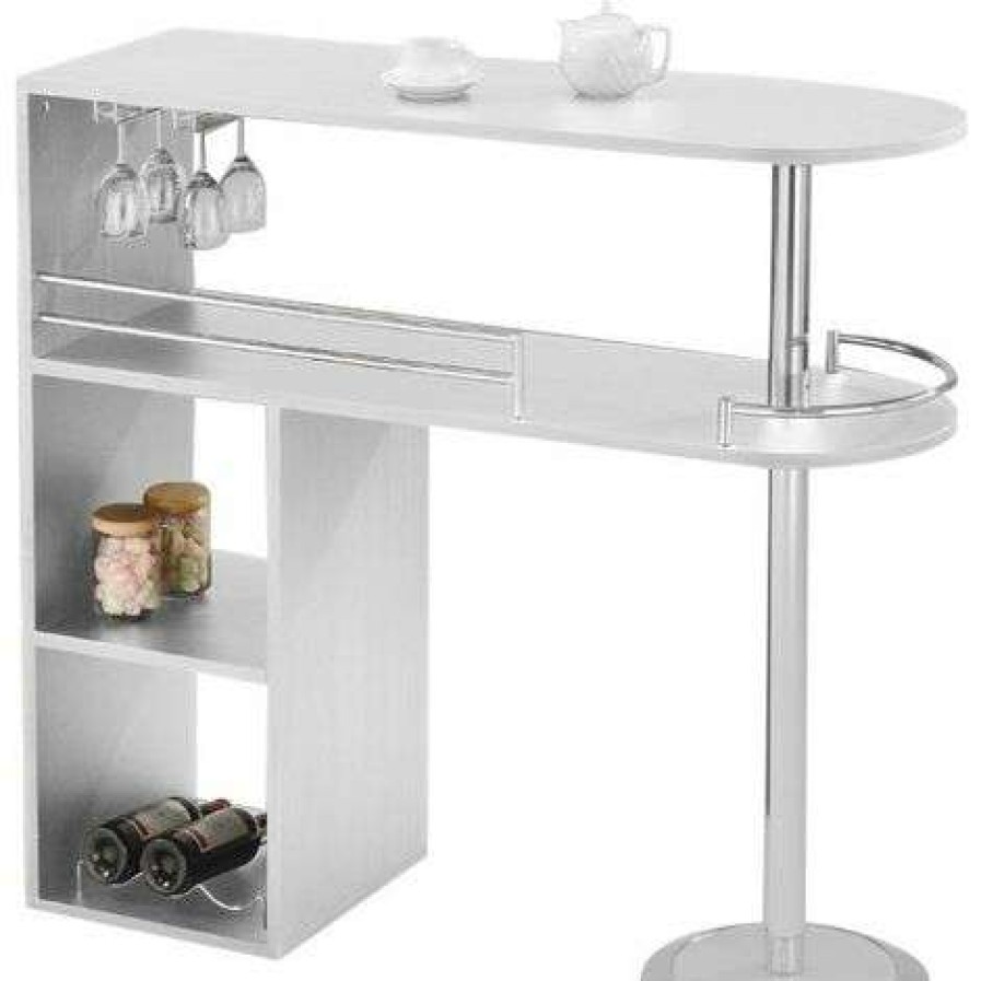 Table Haute Et Bar * | Meilleure Affaire Vente-Unique.Com Meuble De Bar Franz Blanc Blanc