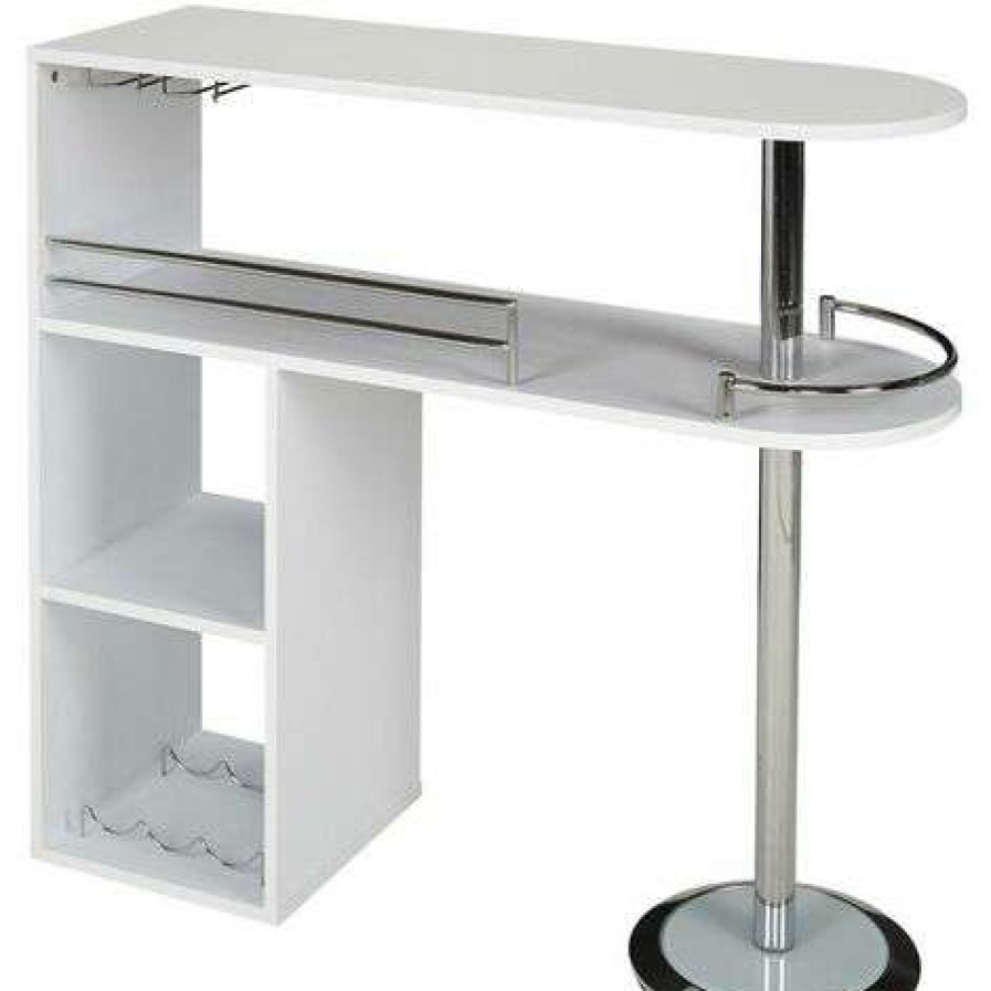 Table Haute Et Bar * | Meilleure Affaire Vente-Unique.Com Meuble De Bar Franz Blanc Blanc