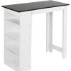 Table Haute Et Bar * | Meilleure Vente Oobest Table De Bar Avec Rangement Table Bistro Haut Avec 4 Etageres Panneaux De Particules 110 X 50 X 103 Cm Blanc + Noir