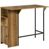 Table Haute Et Bar * | Remise Sobuy Fwt98-Pf Table De Bar, Table Haute De Bar, Table De Cuisine, Table A Manger, Mange-Debout Pour Cuisine, Salle A Manger, Salon Avec 1 Plateau Rabattable, 2 Etageres Et 1 Porte