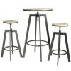 Table Haute Et Bar * | Grosses Soldes Paris Prix Table De Bar & 2 Tabourets Reglables 93Cm Gris