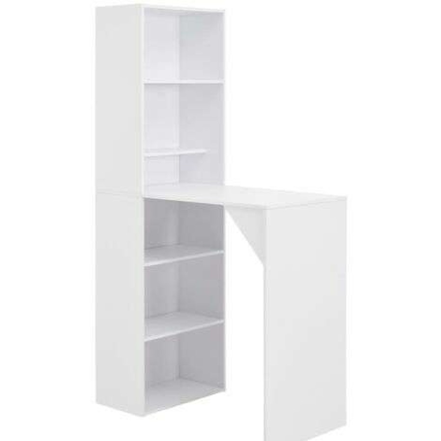 Table Haute Et Bar * | Meilleur Prix Happyshopping Table De Bar Avec Armoire Blanc 115 X 59 X 200 Cm