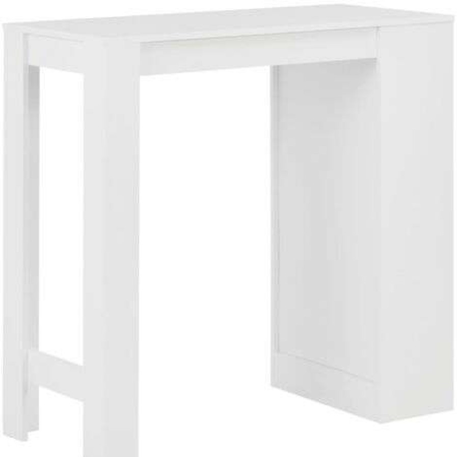 Table Haute * | Nouveau Maisonchic Table De Bar Table Haute Avec Etagere Blanc 110X50X103 Cm