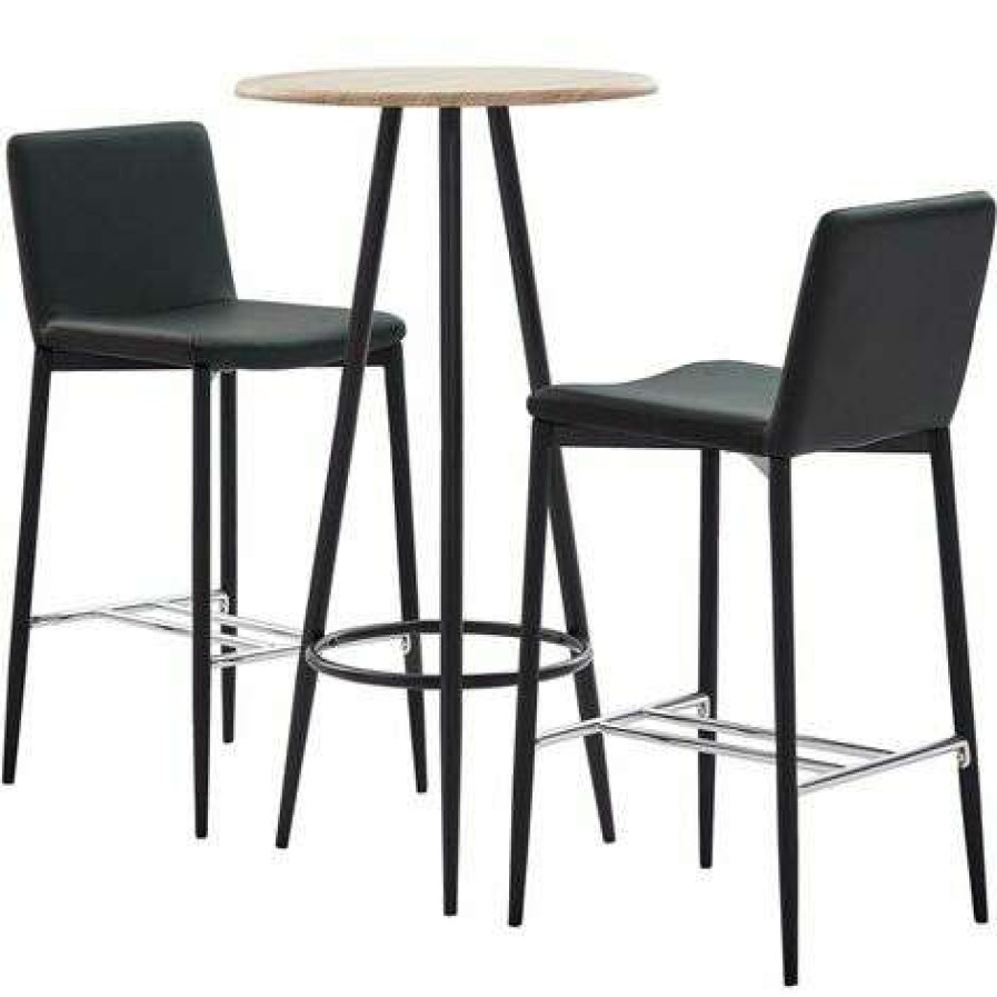 Table Haute Et Bar * | Meilleure Vente Hommoo Ensemble De Bar 3 Pcs Similicuir Gris Hdv21981