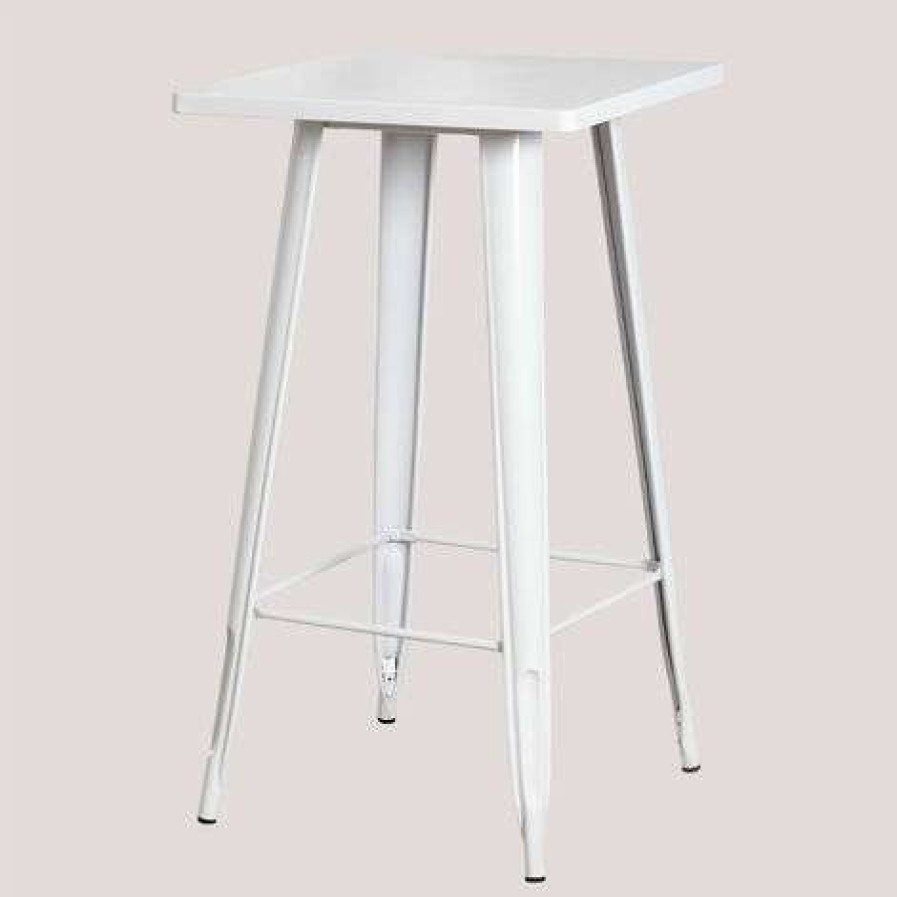 Table Haute Et Bar * | De Gros Table Haute Carree En Acier Lix Sklum Acier Blanc