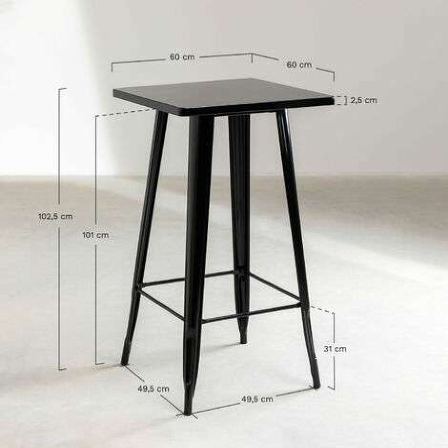 Table Haute Et Bar * | De Gros Table Haute Carree En Acier Lix Sklum Acier Blanc