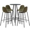 Table Haute Et Bar * | Meilleure Vente Hommoo Ensemble De Bar 5 Pcs Tissu Marron Hdv21909