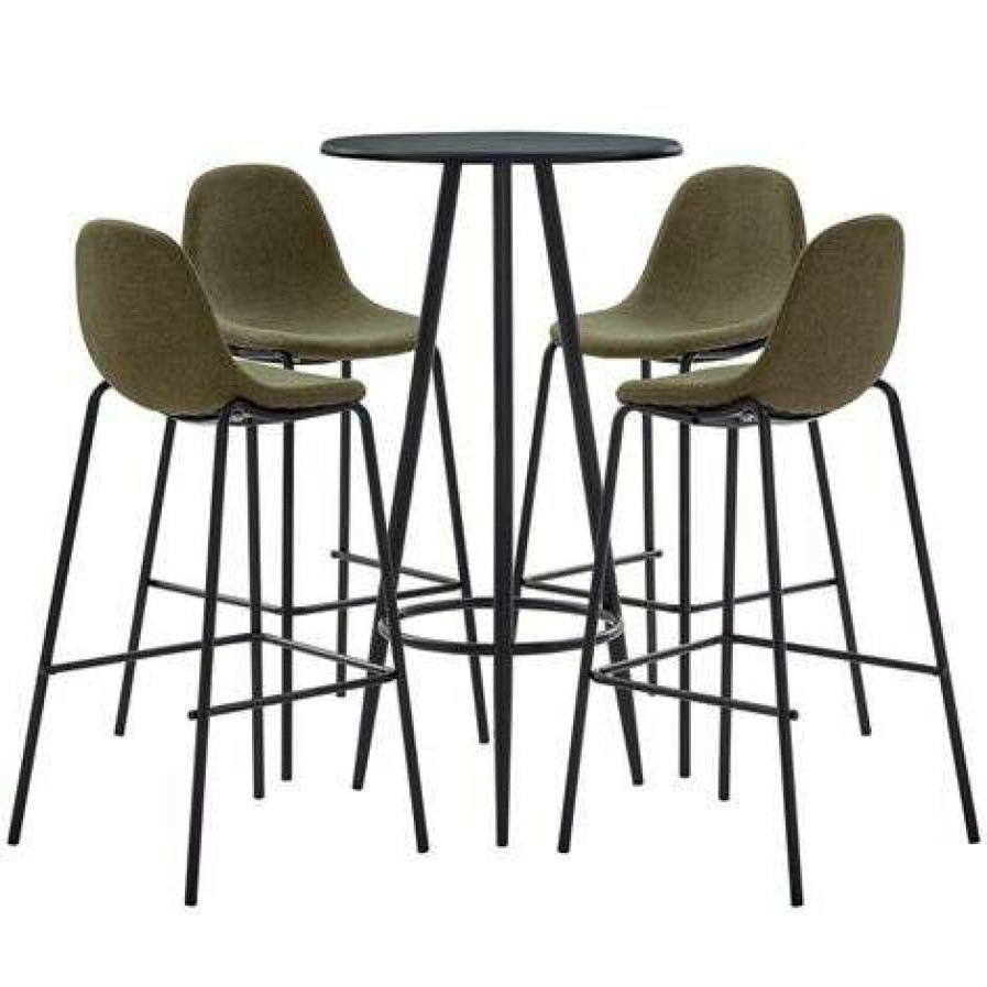 Table Haute Et Bar * | Meilleure Vente Hommoo Ensemble De Bar 5 Pcs Tissu Marron Hdv21909