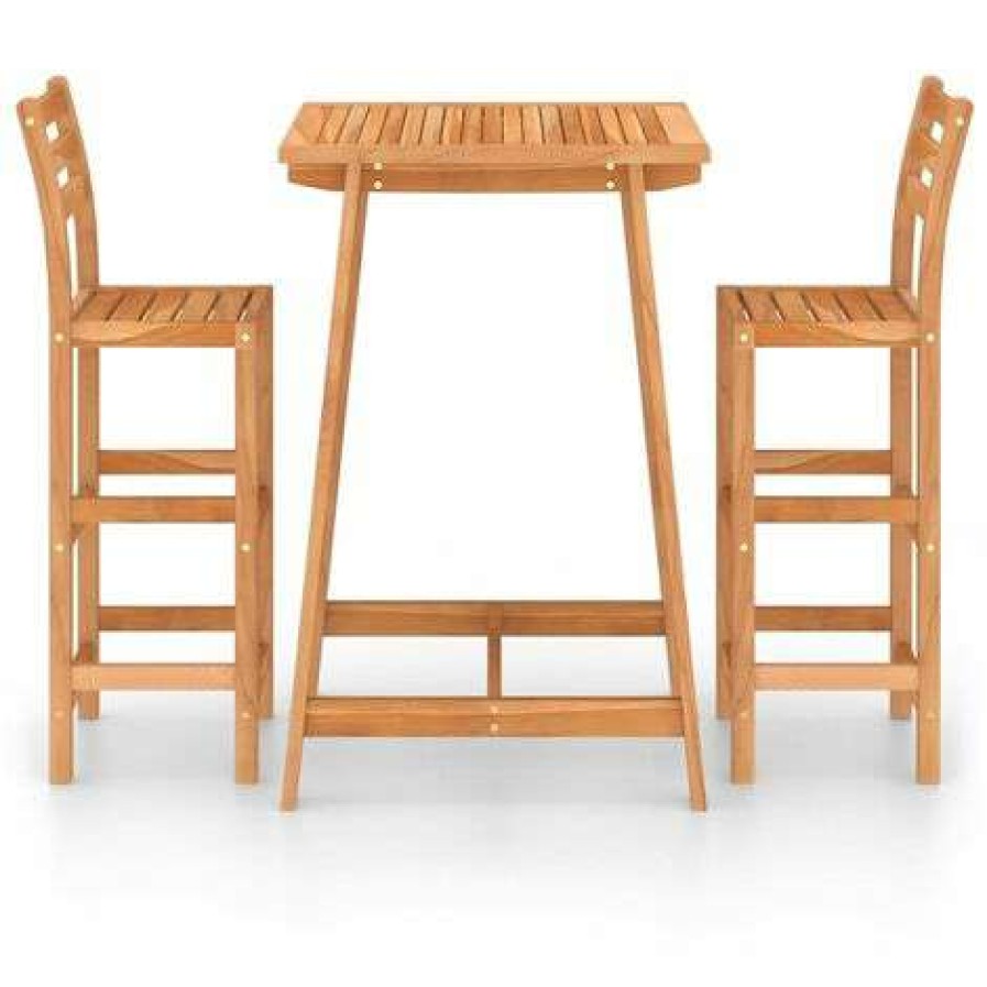 Table Haute Et Bar * | Meilleure Vente Hommoo Ensemble De Bar D'Exterieur 3 Pcs Bois D'Acacia Massif