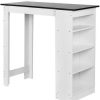 Table Haute Et Bar * | Acheter Dazhom Table Bar De 2 4 Personnes Style Contemporain Blanc + Noir 115*50*103Cm